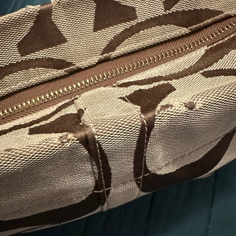 Coach Tan and Brown Signature Shoulder Bag - Picture 13 of 14
